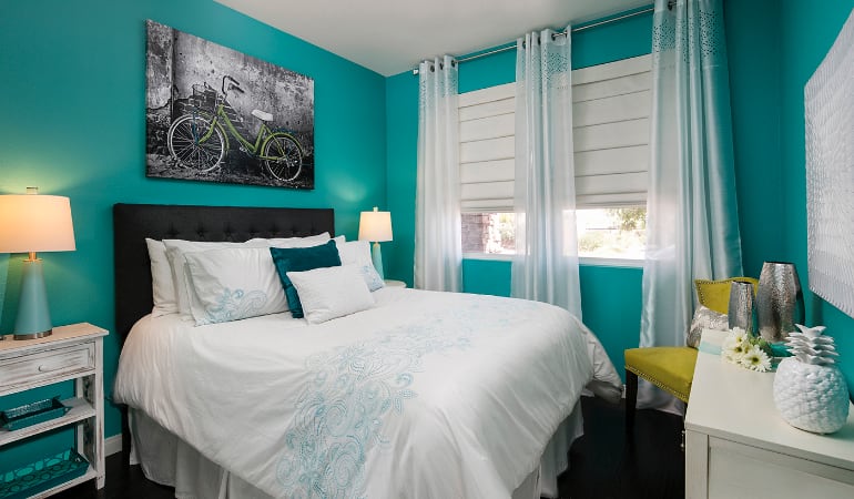 Roman shades in a San Jose bedroom